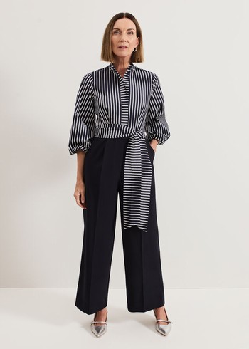 Phase Eight Bree Stripe Jumpsuit Navy Canada | QFWXAV-123